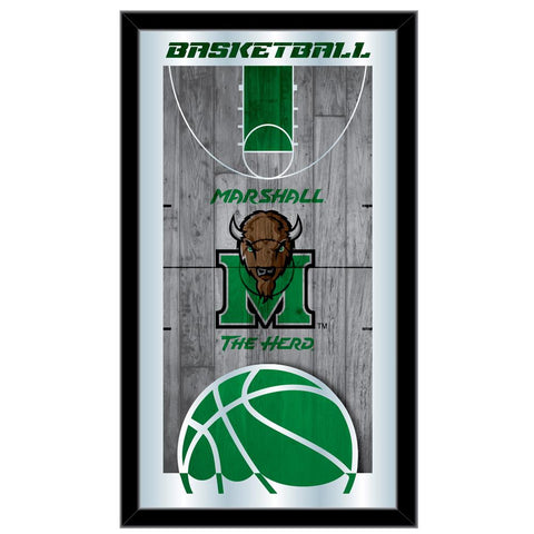 Handla Marshall Thundering Herd HBS Basketball Inramad Hang Glass Wall Mirror (26"x15") - Sporting Up
