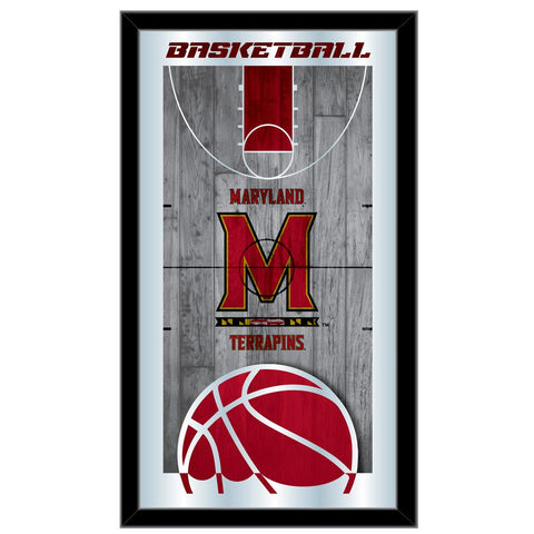 Maryland Terrapins HBS Espejo de pared de vidrio colgante con marco de baloncesto (26 "x 15") - Sporting Up