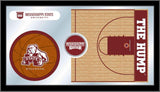 Espejo de pared de vidrio enmarcado con baloncesto HBS de Mississippi State Bulldogs (26 x 15 pulgadas) - Sporting Up