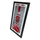 NC State Wolfpack HBS Espejo de pared de vidrio colgante con marco de baloncesto (26 "x 15") - Sporting Up