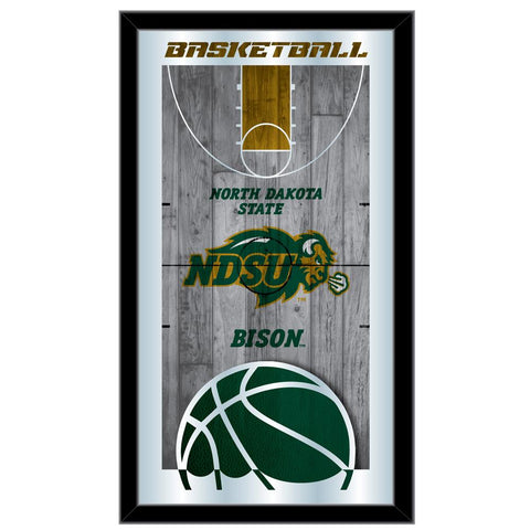 Miroir mural en verre avec cadre de basket-ball HBS Bison de l'État du Dakota du Nord (26"x15") - Sporting Up