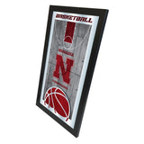 Nebraska Cornhuskers HBS Basketball Framed Hanging Glass Wall Mirror (26"x15") - Sporting Up
