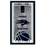 Nevada Wolfpack HBS Navy Basketball Framed Hanging Glass Wall Mirror (26"x15") - Sporting Up