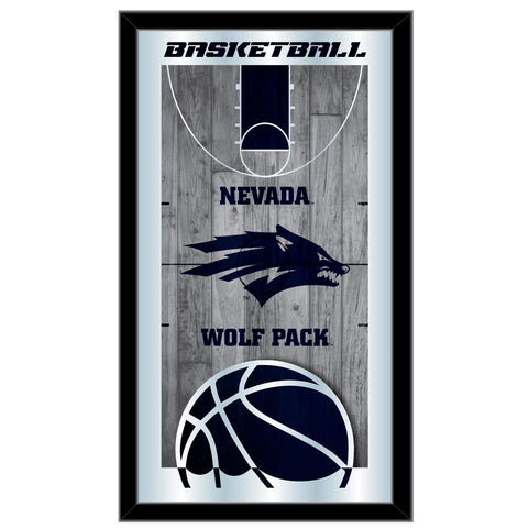 Nevada Wolfpack HBS Navy Basketball Framed Hanging Glass Wall Mirror (26"x15") - Sporting Up