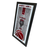 New Mexico Lobos HBS Espejo de pared de vidrio colgante con marco de baloncesto rojo (26 "x 15") - Sporting Up