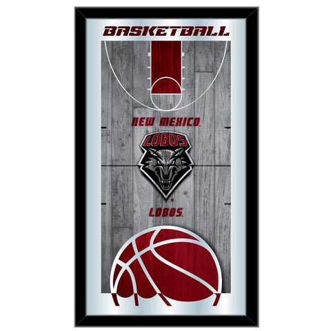 Shop New Mexico Lobos HBS Red Basketball Framed Hanging Glass Wall Mirror (26"x15") - Sporting Up