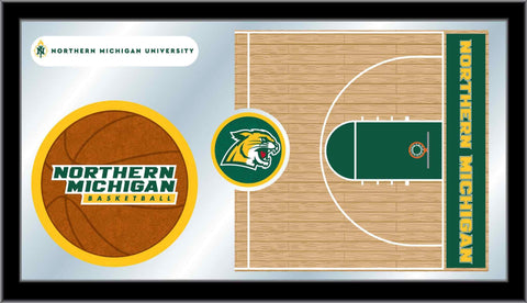Northern Michigan Wildcats HBS Basketball Inramed Glass Wall Mirror (26"x15") - Sporting Up