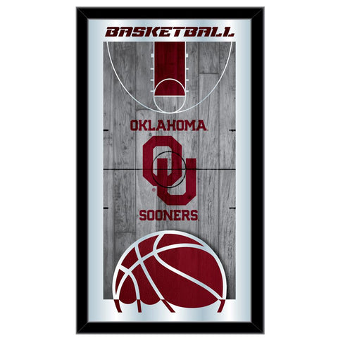 Oklahoma Sooners HBS Espejo de pared de vidrio colgante con marco de baloncesto (26 "x 15") - Sporting Up