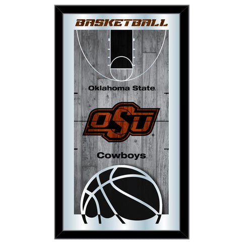 Oklahoma State Cowboys HBS Espejo de pared de vidrio colgante con marco de baloncesto (26 "x 15") - Sporting Up
