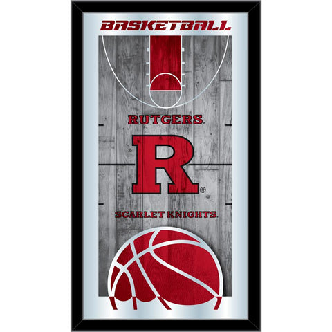 Rutgers Scarlet Knights HBS Espejo de pared de vidrio colgante con marco de baloncesto (26 "x 15") - Sporting Up