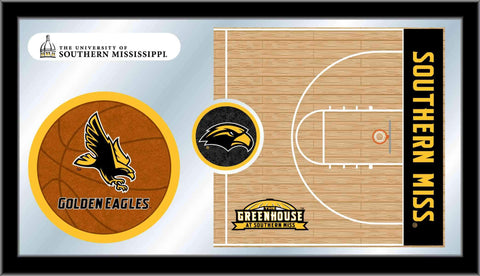 Handla Southern Miss Golden Eagles HBS Basketball Inramed Glass Wall Mirror (26"x15") - Sporting Up