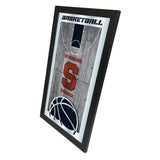 Espejo de pared de vidrio colgante con marco de baloncesto azul marino HBS naranja Syracuse (26 "x 15") - Sporting Up
