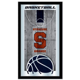 Espejo de pared de vidrio colgante con marco de baloncesto azul marino HBS naranja Syracuse (26 "x 15") - Sporting Up