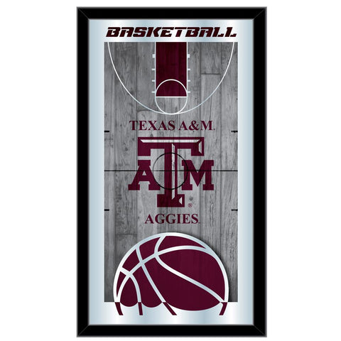 Miroir mural en verre suspendu avec cadre de basket-ball Texas A&M Aggies HBS (26"x15") - Sporting Up