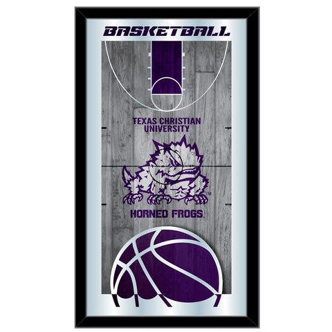 Shop TCU Horned Frogs HBS Basketball Framed Hanging Glass Wall Mirror (26"x15") - Sporting Up