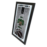 Miroir mural en verre suspendu avec cadre de basket-ball vert HBS des Bobcats de l'Ohio (26"x 15") - Sporting Up