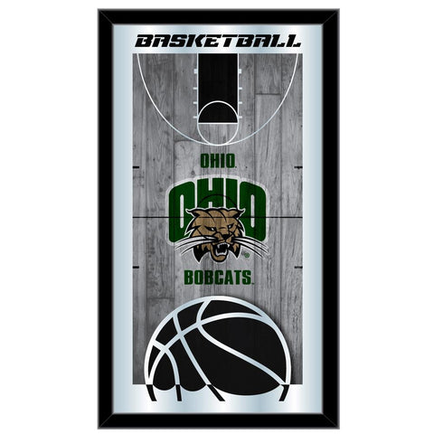 Handla Ohio Bobcats HBS Green Basketball Inramed Hanging Glass Wall Mirror (26"x15") - Sporting Up