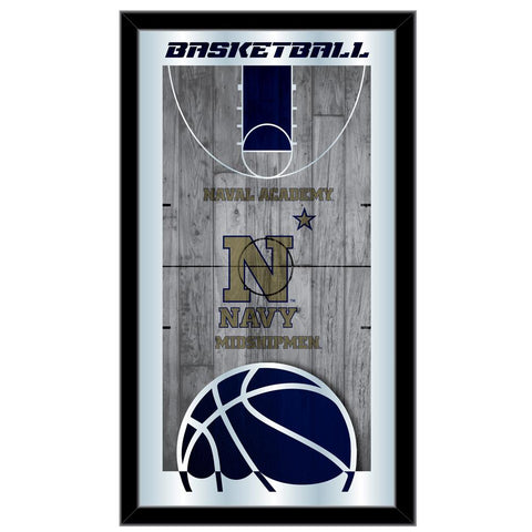 Shop Navy Midshipmen HBS Basketball Framed Hanging Glass Wall Mirror (26"x15") - Sporting Up