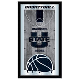 Utah State Aggies HBS Basketball Framed Hanging Glass Wall Mirror (26"x15") - Sporting Up