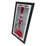 Utah Utes HBS Red Basketball Framed Hanging Glass Wall Mirror (26"x15") - Sporting Up