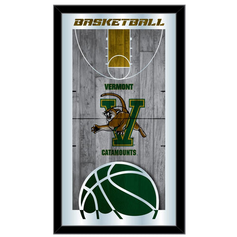 Shop Vermont Catamounts HBS Basketball Framed Hanging Glass Wall Mirror (26"x15") - Sporting Up