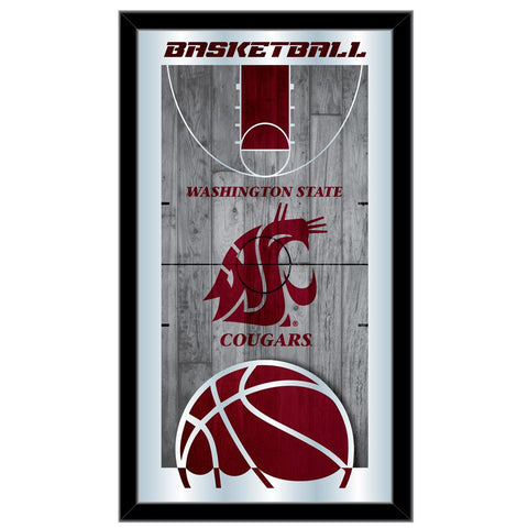 Kaufen Sie Wandspiegel aus Glas zum Aufhängen mit Rahmen und Rahmen der Washington State Cougars HBS Basketball (66 x 38 cm) – Sporting Up