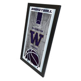 Miroir mural en verre suspendu avec cadre de basket-ball HBS des Huskies de Washington (26"x 15") - Sporting Up