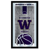Washington Huskies HBS Basketball inramad hängande glasväggspegel (26"x15") - Sporting Up