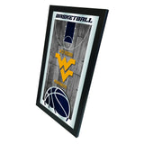 West Virginia Moutaineers HBS Basketball Inramad Hang Glass Wall Mirror (26"x15") - Sporting Up