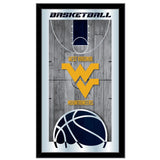 West Virginia Moutaineers HBS Basketball Framed Hang Glass Wall Mirror (26"x15") - Sporting Up
