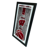 Wisconsin Badgers HBS Red Basketball Framed Hanging Glass Wall Mirror (26"x15") - Sporting Up