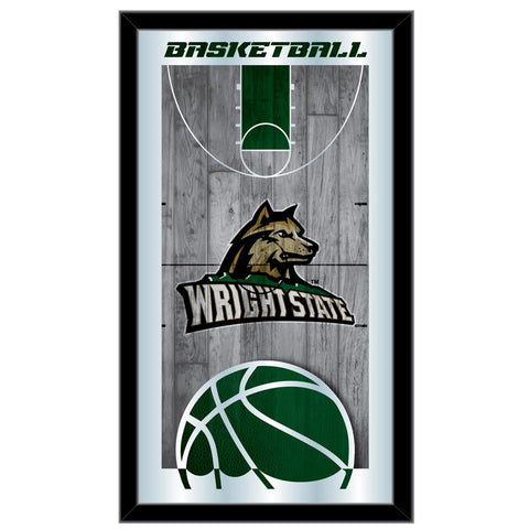 Wright State Raiders HBS Espejo de pared de vidrio colgante con marco de baloncesto (26 "x 15") - Sporting Up