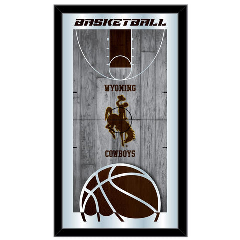 Shop Wyoming Cowboys HBS Miroir mural en verre suspendu avec cadre de basket-ball marron (26"x 15") - Sporting Up