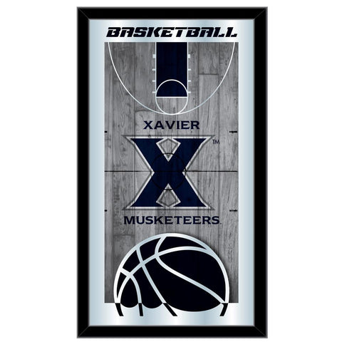 Xavier Musketeers HBS Espejo de pared de vidrio colgante con marco de baloncesto (26 "x 15") - Sporting Up