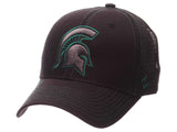 Michigan State Spartans Zephyr Black Mesh Blackout Trucker Adjustable Hat Cap - Sporting Up