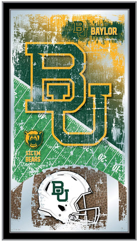Shoppen Sie Baylor Bears HBS Wandspiegel aus Glas zum Aufhängen, mit grünem Fußballrahmen (66 x 38 cm) – Sporting Up