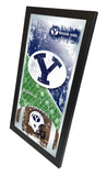 Miroir mural en verre suspendu avec cadre de football bleu marine BYU Cougars HBS (26"x15") - Sporting Up