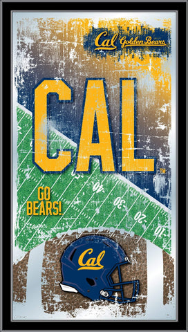 Espejo de pared de vidrio colgante con marco de fútbol americano HBS Golden Bears de California (26 "x 15") - Sporting Up