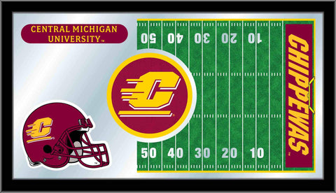Central Michigan Chippewas HBS Football Framed Glass Wall Mirror (26"x15") - Sporting Up