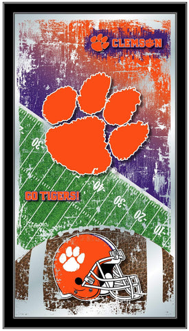Clemson Tigers HBS Orange Fotbollsram hängande glasväggspegel (26"x15") - Sporting Up