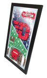 Dayton Flyers HBS Espejo de pared de vidrio colgante con marco de fútbol rojo (26 "x 15") - Sporting Up