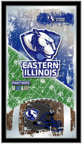 Miroir mural en verre à suspendre avec cadre de football HBS des Panthers de l'Illinois de l'Est (26"x 15") - Sporting Up