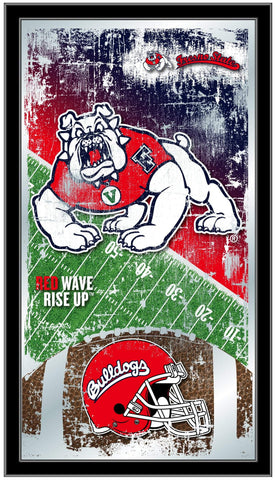 Fresno State Bulldogs HBS Espejo de pared de vidrio colgante con marco de fútbol (26 "x 15") - Sporting Up