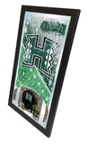 Hawaii Warriors HBS Grön fotbollsram hängande glasväggspegel (26"x15") - Sporting Up
