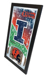 Illinois Fighting Illini HBS Espejo de pared de vidrio colgante con marco de fútbol (26 "x 15") - Sporting Up