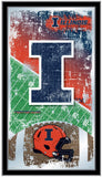Illinois Fighting Illini HBS Fotbollsram hängande glasväggspegel (26"x15") - Sporting Up