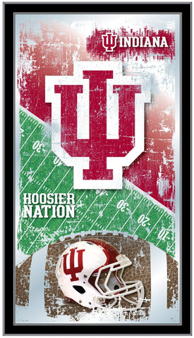 Shoppen Sie den hängenden Wandspiegel „Indiana Hoosiers HBS“ aus rotem Fußball mit Rahmen aus Glas (66 x 38 cm) – Sporting Up