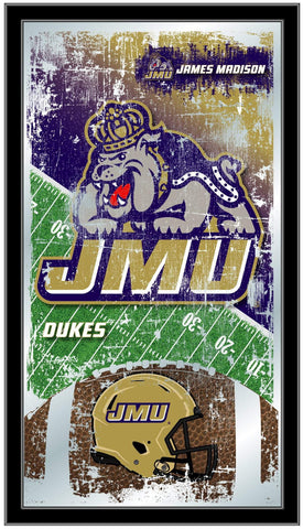 Shop James Madison Dukes HBS Football Framed Hanging Glass Wall Mirror (26"x15") - Sporting Up