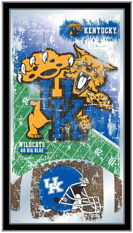 Miroir mural en verre suspendu avec cadre de football bleu HBS des Wildcats du Kentucky (26"x 15") - Sporting Up