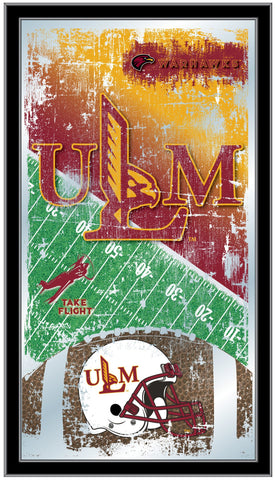Shop ULM Warhawks HBS Miroir mural en verre suspendu avec cadre de football rouge (26"x 15") - Sporting Up